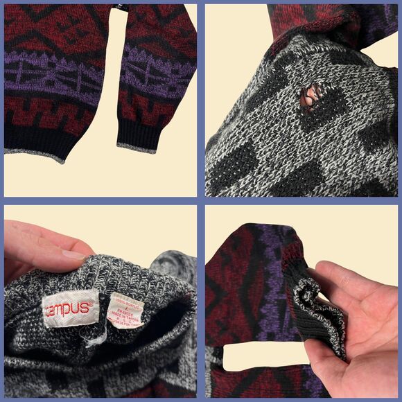 1980s L abstract crewneck sweater by Campus, size L crewneck vintage sweater - Picture 2 of 5